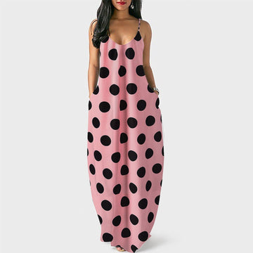 Plus Sizes Summer Dot Print Long Dresses-STYLEGOING