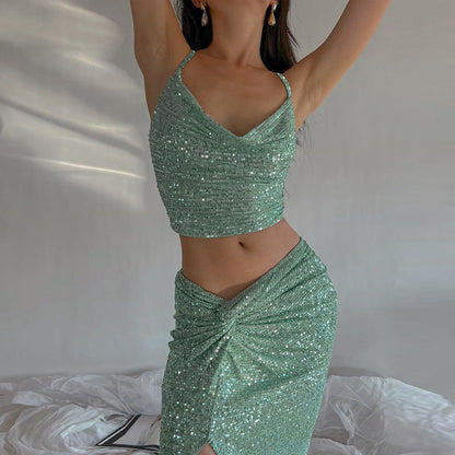 Sexy Light Green Split Front Evening Party Dresses