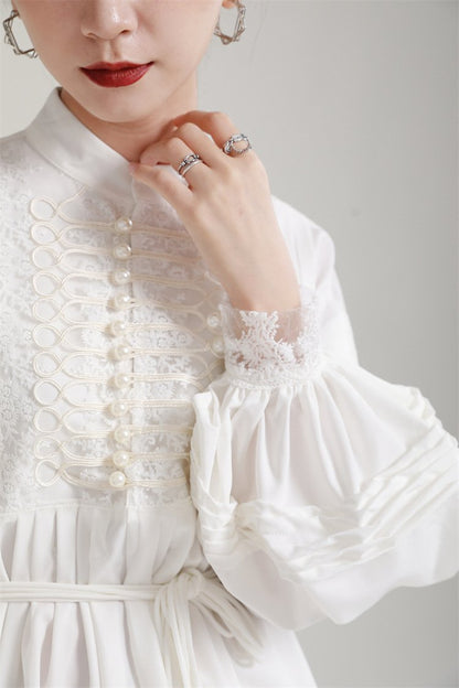 Luxury White Embroidery Fall Women Mini Dresses