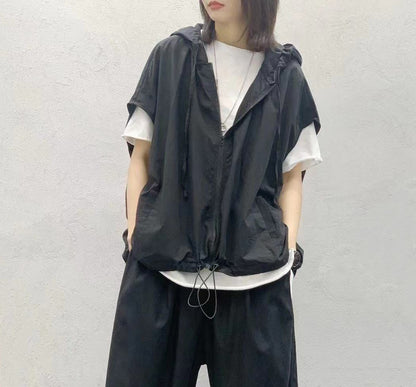 Women Linen Drawstring Leisure Fall Jacket-STYLEGOING