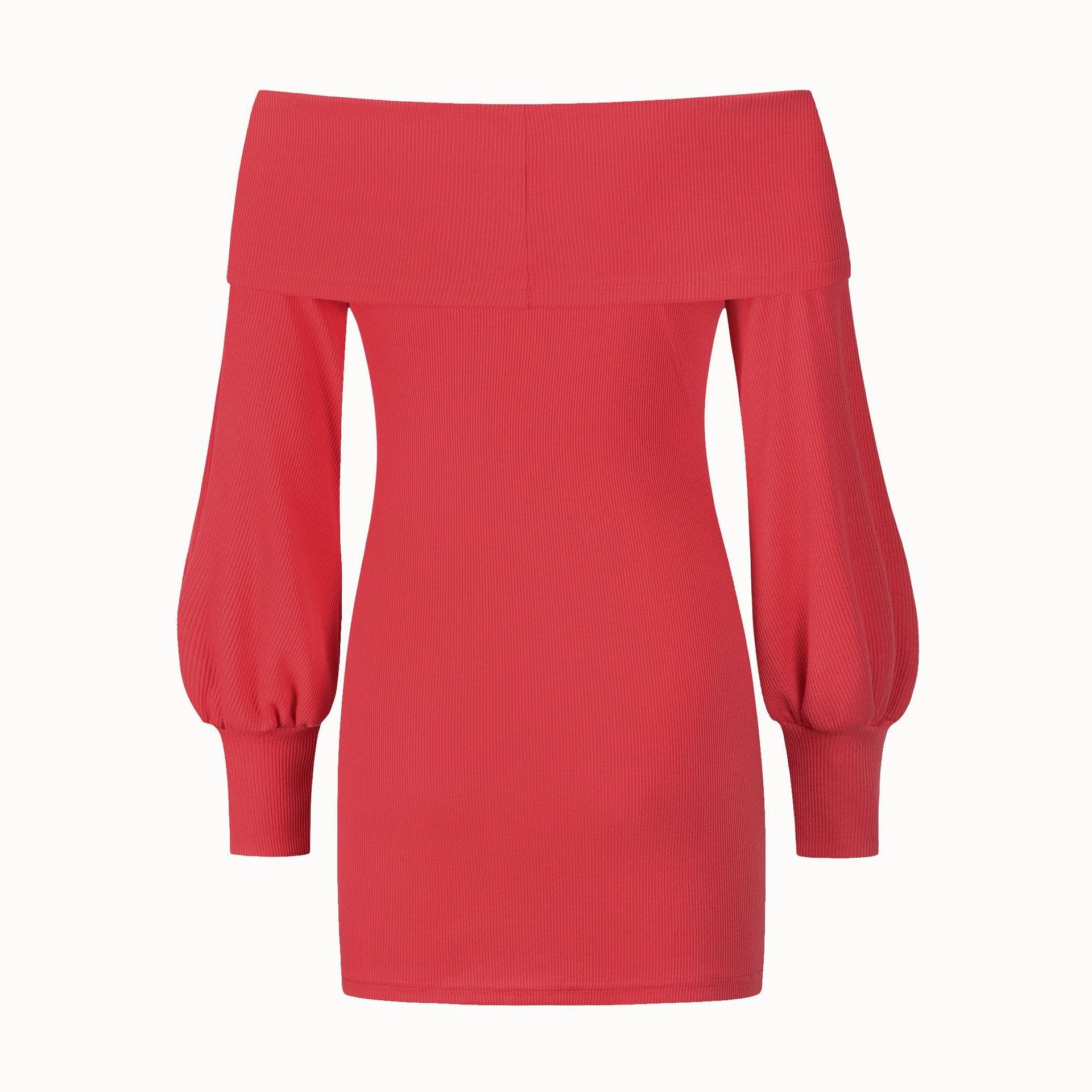 Sexy Women Knitting Bodycon Off The Shoulder Dresses-STYLEGOING