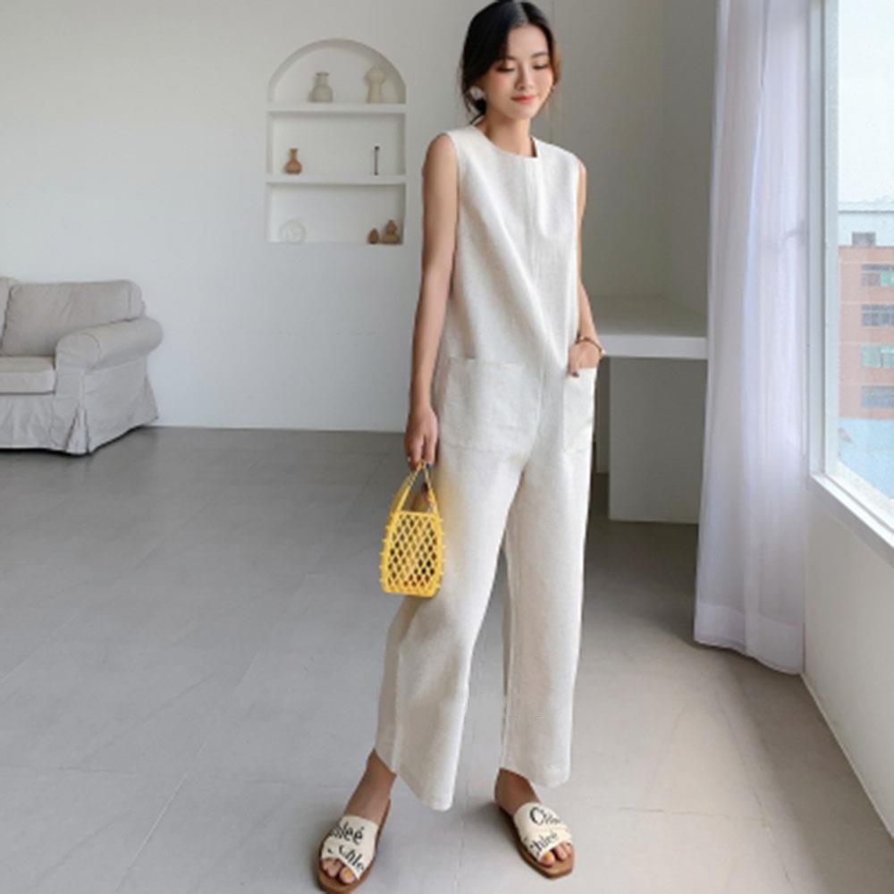 Chic Summer Linen Casual Jumpsuits-STYLEGOING