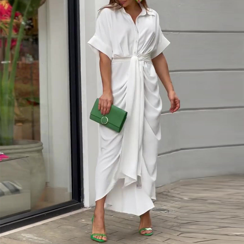 Summer Women Midi Length Shirts Dresses