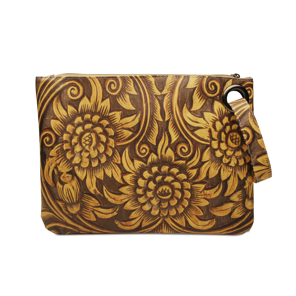 Women Sunflower Print Pu Leather Evening Clutch Bags