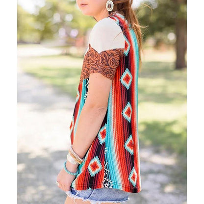Women Summer Bohemian Short T-Shirts-STYLEGOING