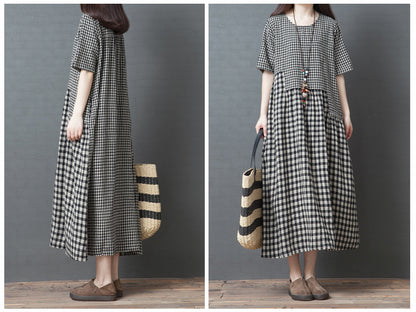Vintage Plus Sizes Linen Long Dresses