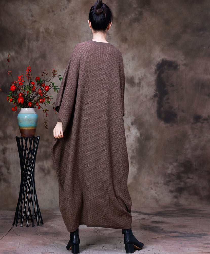 Vintage Batwing Sleeves Fall Plus Sizes Woolen Knitting Dresses
