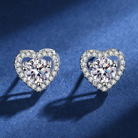 Fashion Sterling Sliver Sweetheart Earrings Stud