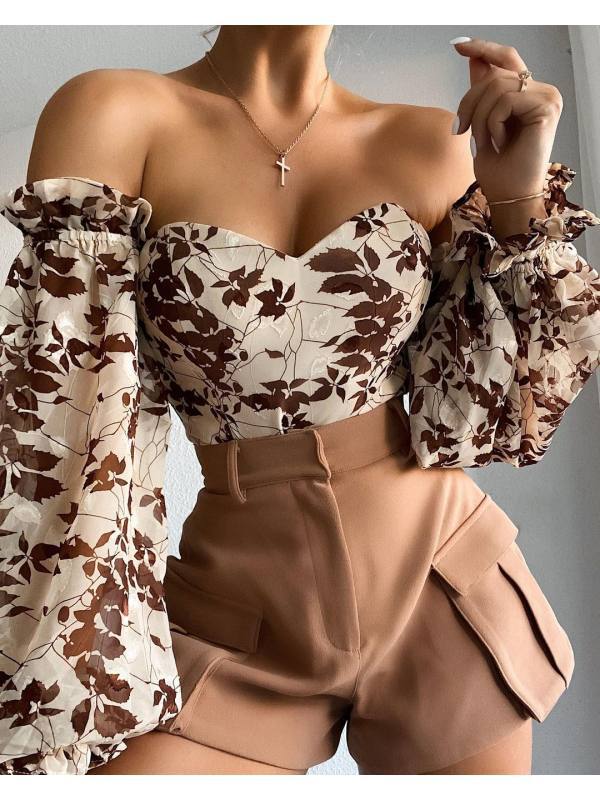 Sexy Strapless Chiffon Women Blouses