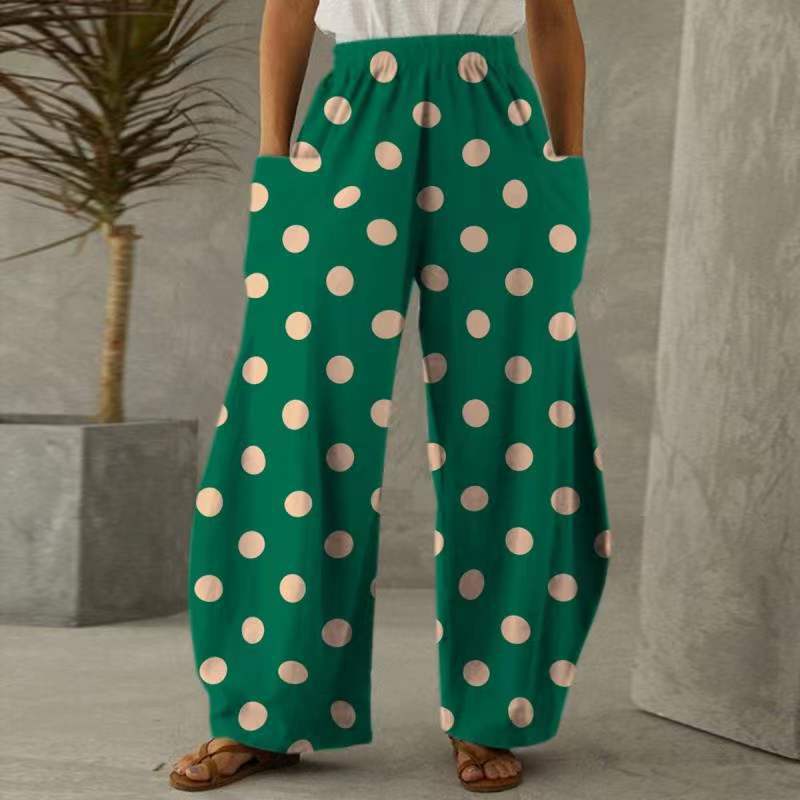 Casual Natural Waist Wide Legs Summer Long Pants