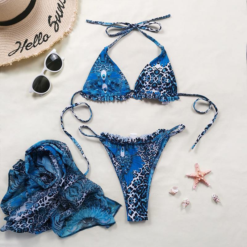 Leopard Print 3pcs Bikini Swimwear-STYLEGOING