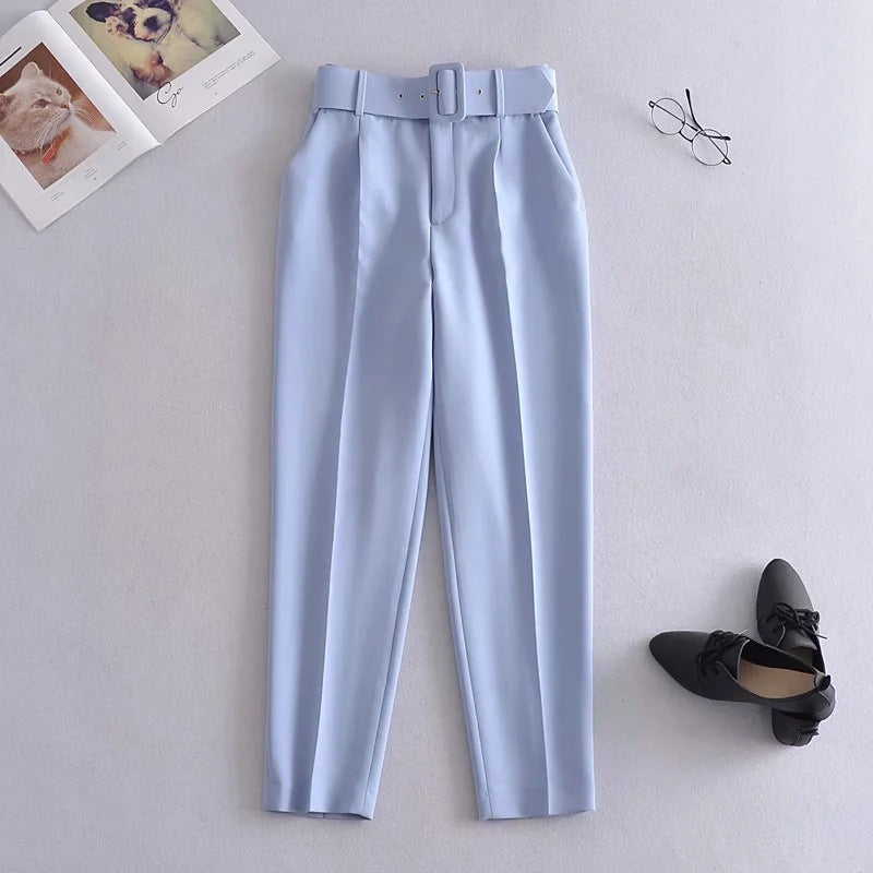 Women High Waist Casual Cropped Pants