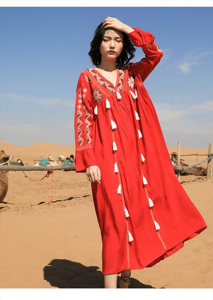 Vintage Ethnic Summer Beach Fairy Long Dresses