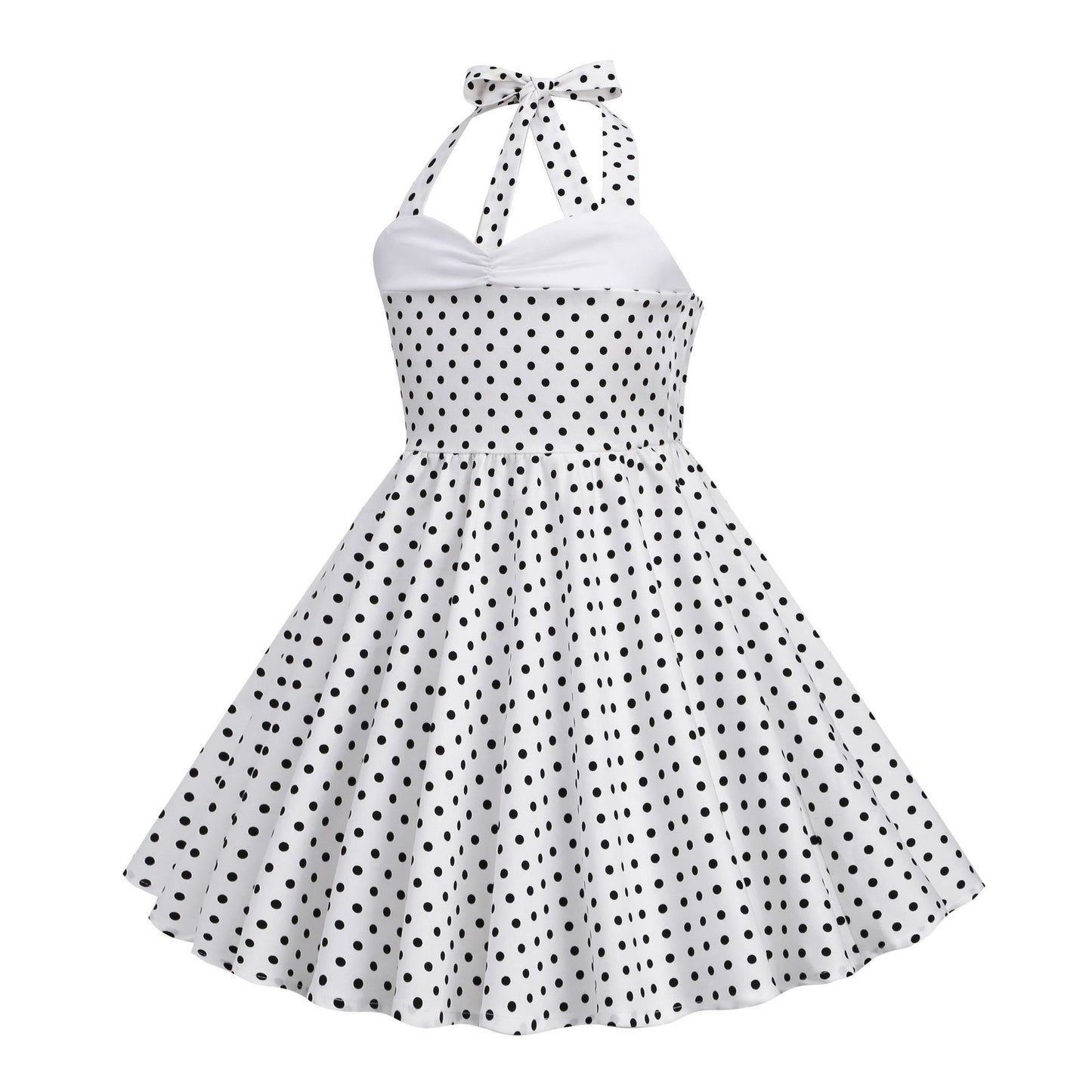 Vintage Dot Print Halter Dresses for Kids