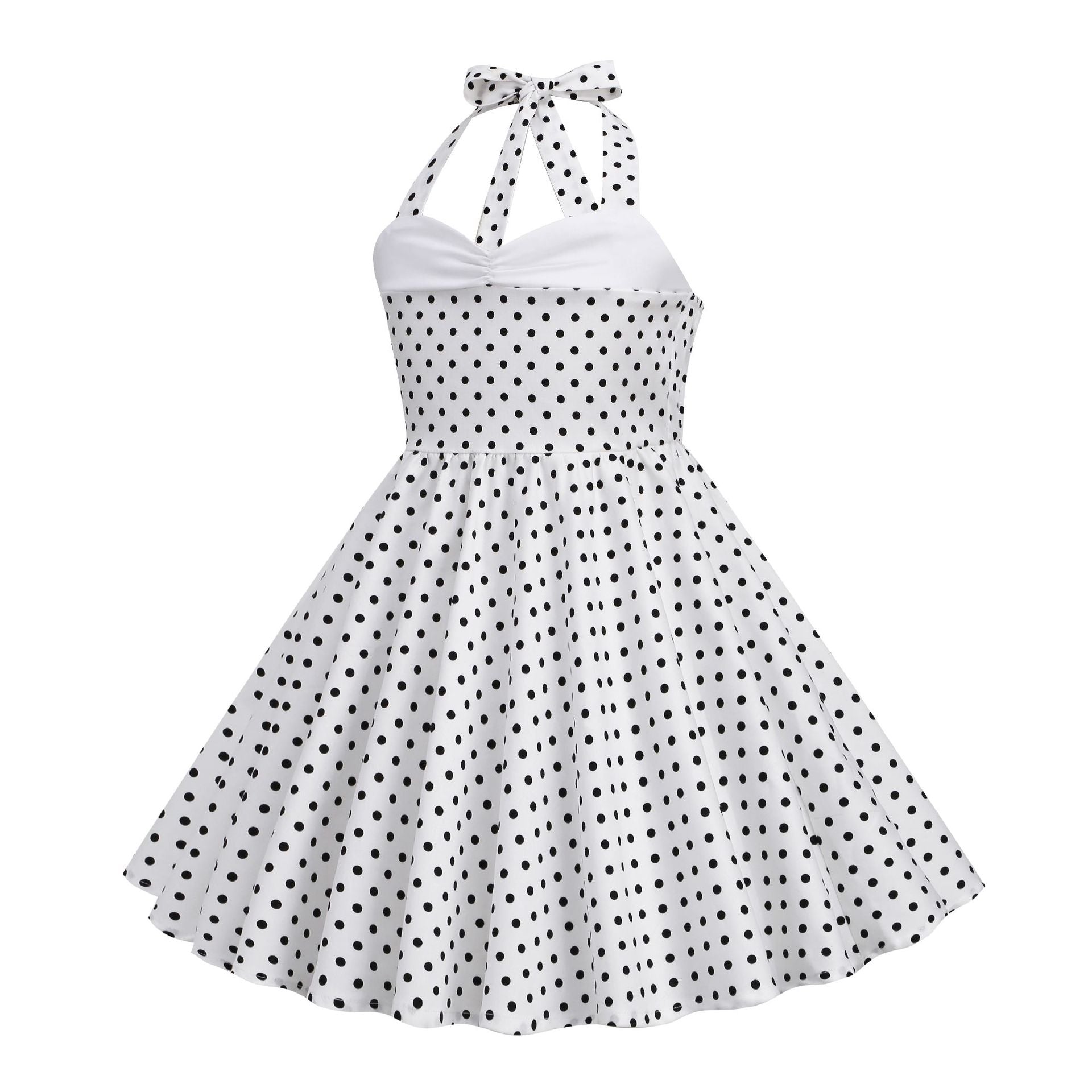 Vintage Dot Print Halter Dresses for Kids