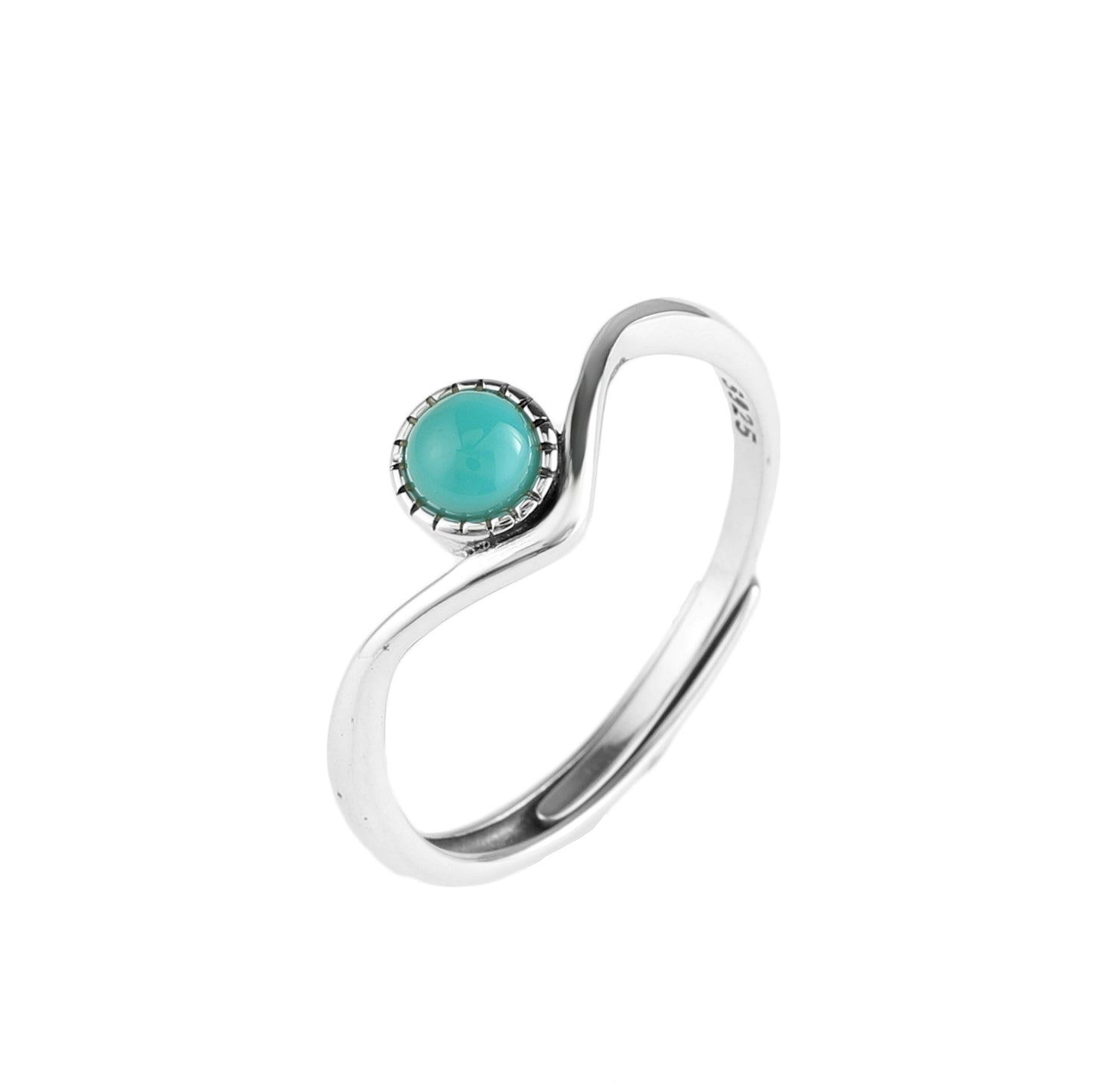 Vintage V Shaped Sterking Silver Turquoise Women Rings