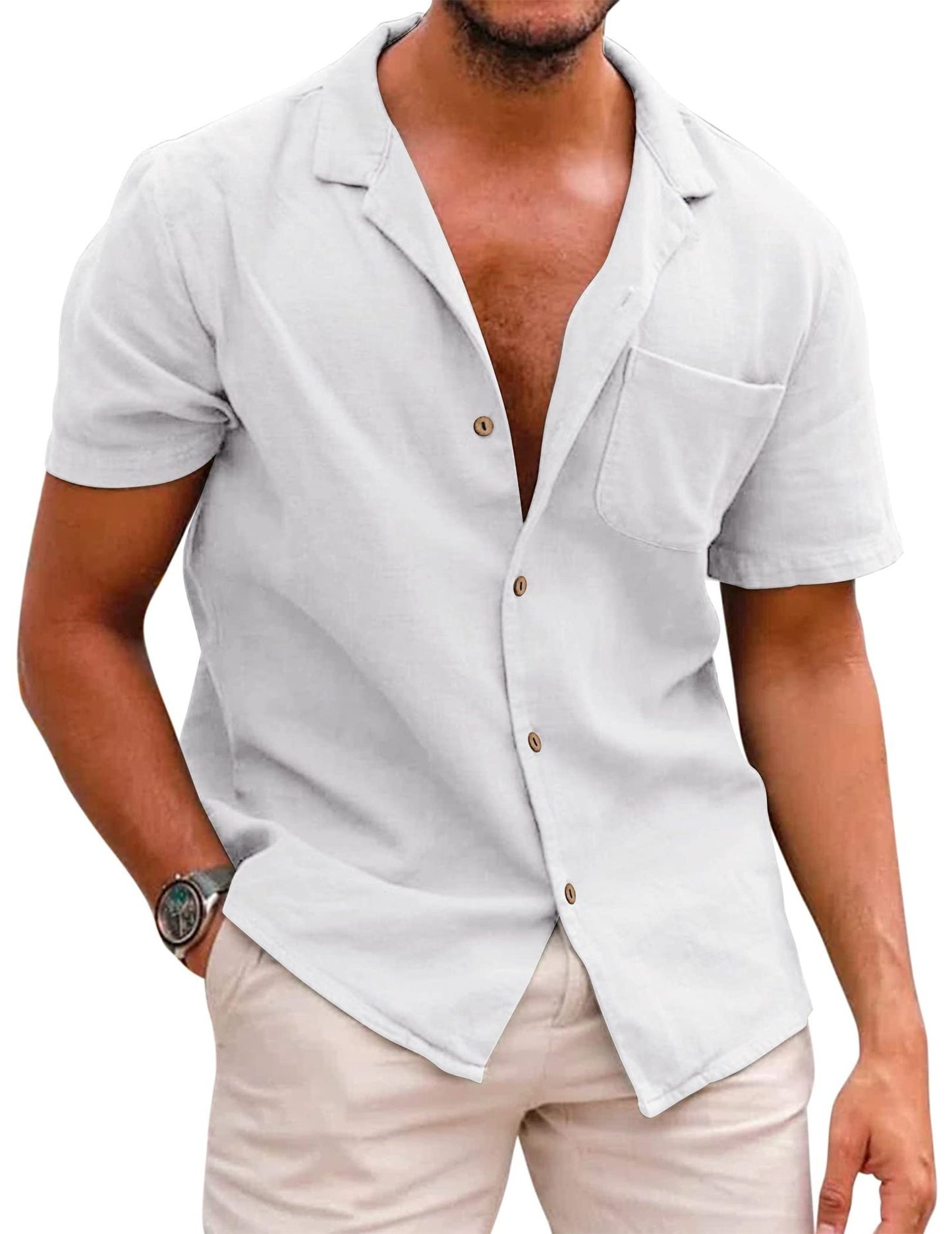 Casual Linen Short Sleeves Shirts for Men