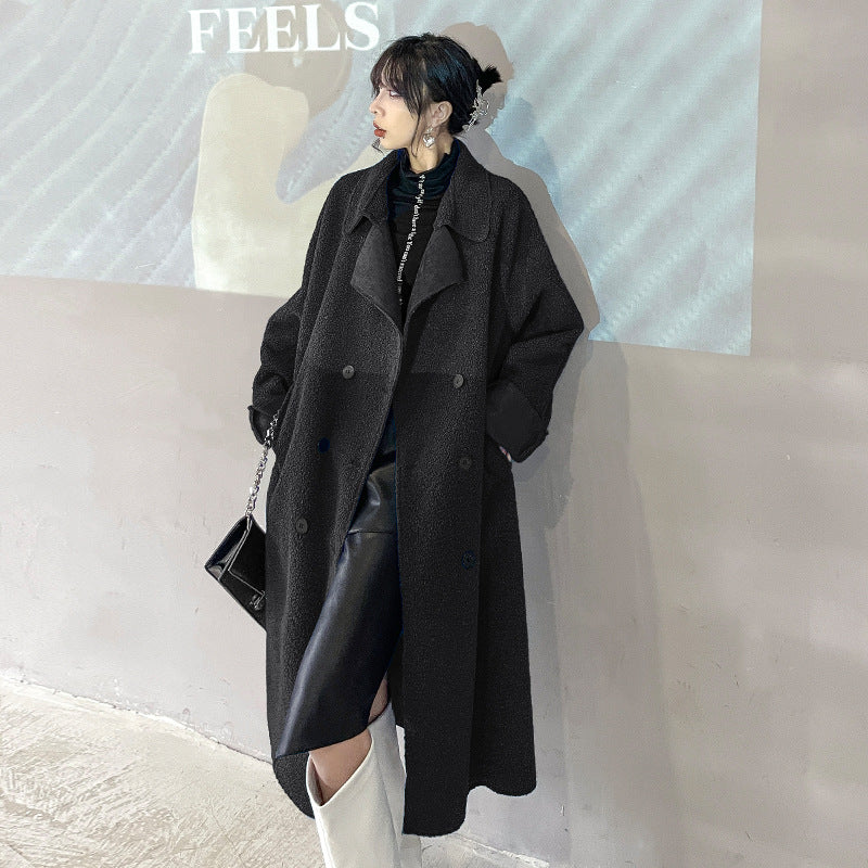 Luxury Plus Sizes Sherpa Peach Velvet Warm Winter Overcoat