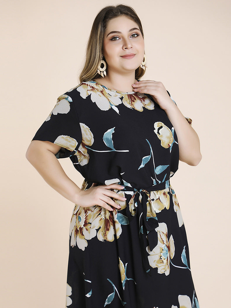Women Short Sleeves Plus Sizes Long Dresses