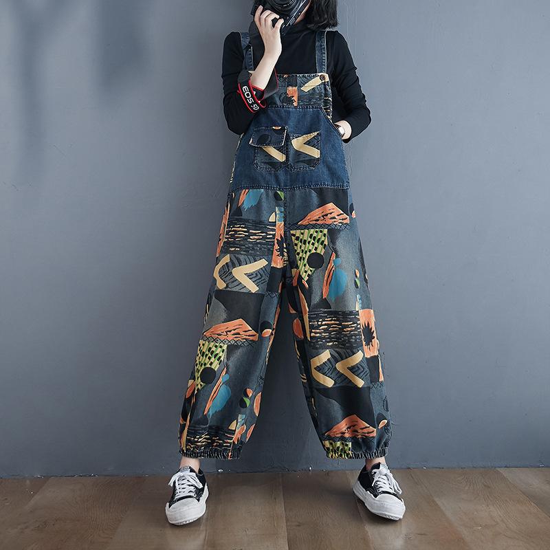 Vintage Plus Sizes Fashion Demin Jumpsuits-STYLEGOING