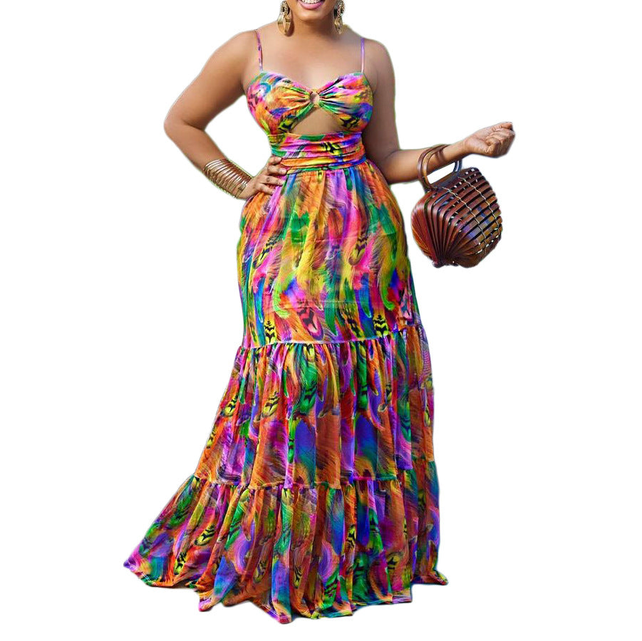 Sexy Floral Print Summer Long Holiday Dresses