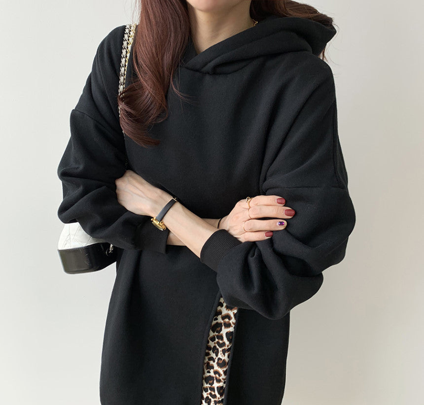 Leisure Leopard Fake Two Pieces Autumn Long Dresses