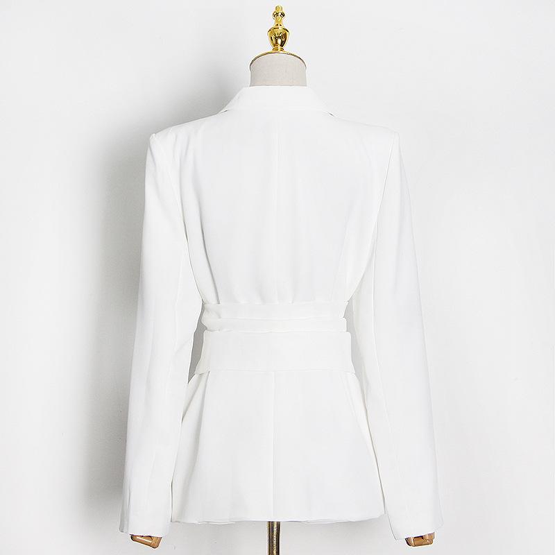 Luxury classsy white blazers with Belt-STYLEGOING