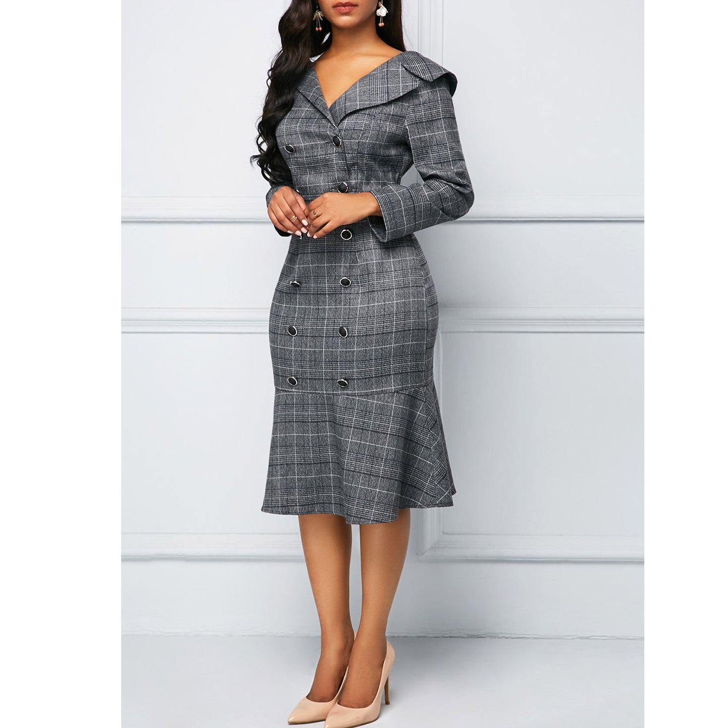 Elegant Office Lady Women Plus Sizes Dresses