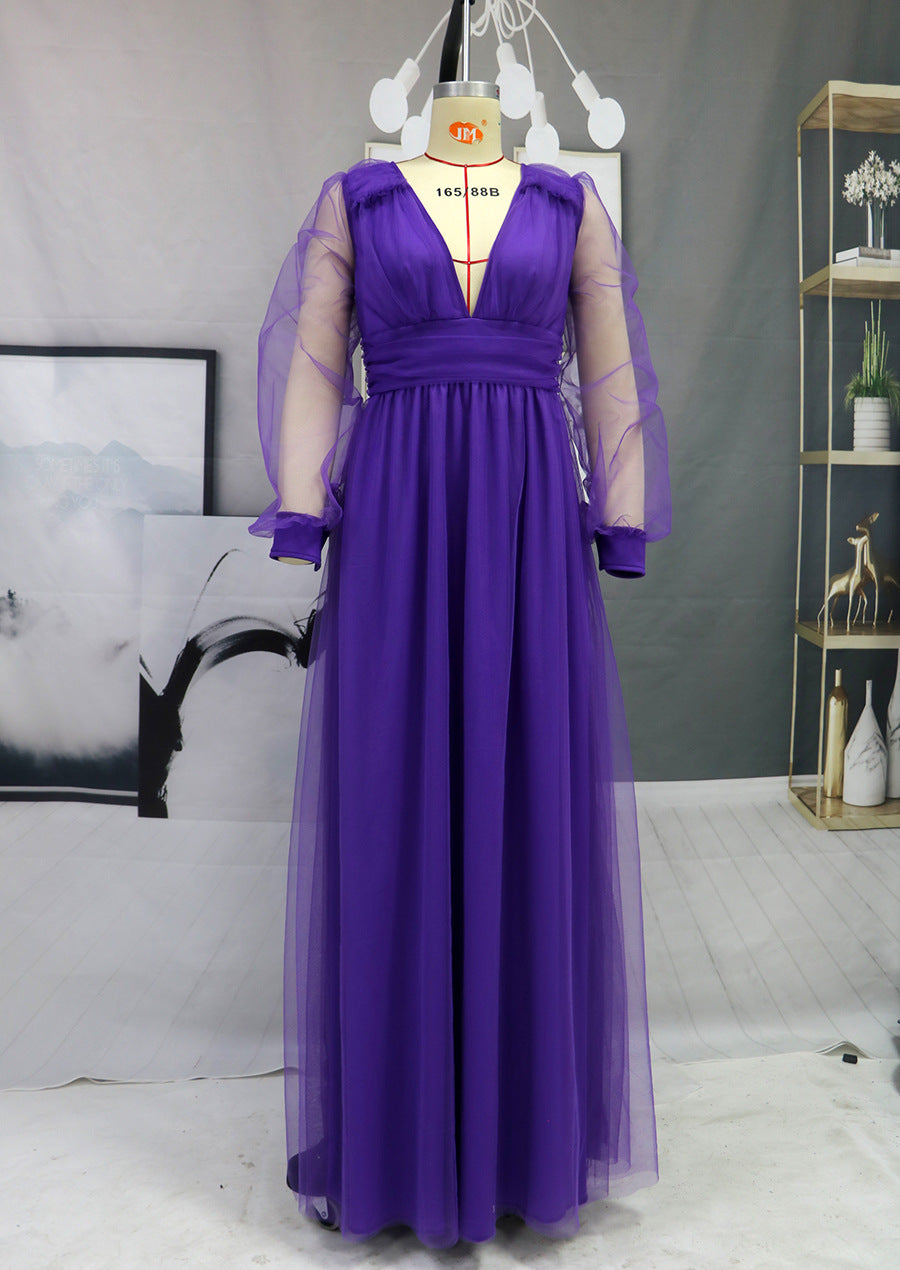 Elegant Purple Long Sleeves Party Dresses for Women