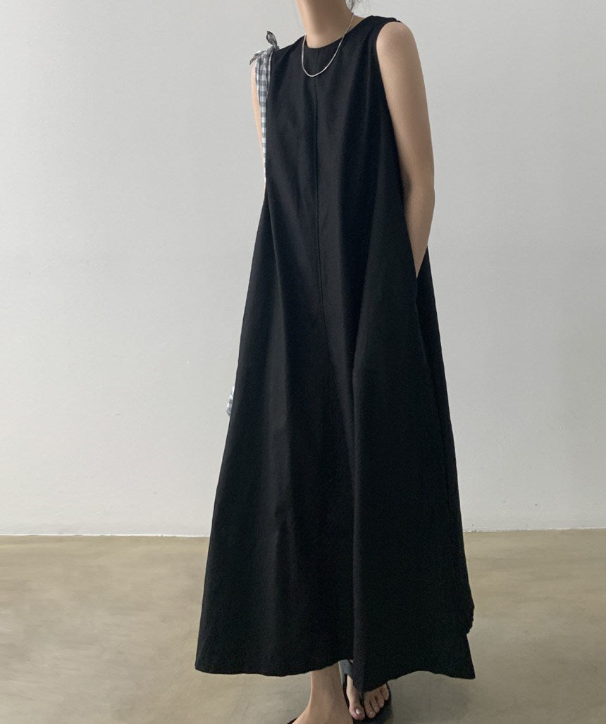 Vintage Cozy Sleeveless Vest Long Dresses with Pockets