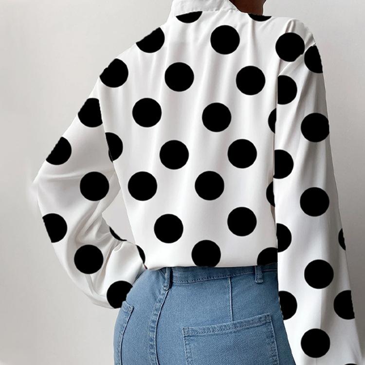Women Dot Print Long Sleeves Blouses