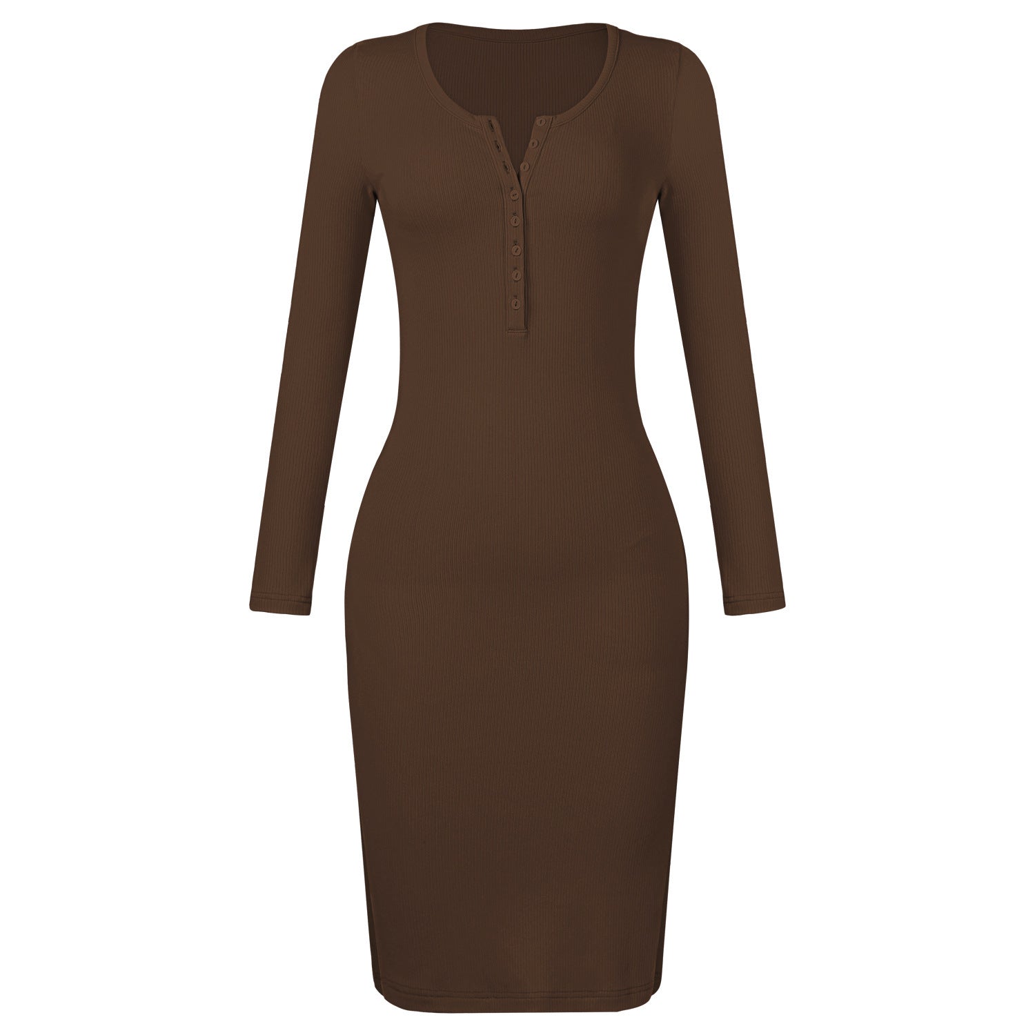 Elegant Button Design Long Sleeves Dresses