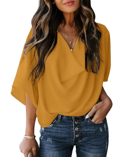 Summer Women Chiffon Leisure Blouses Shirts