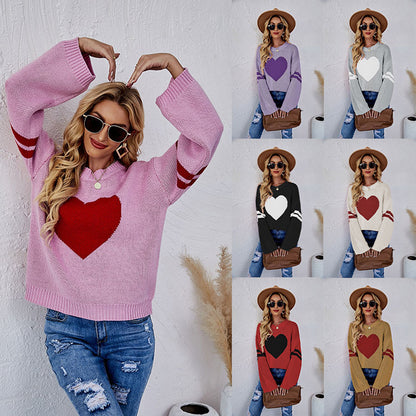 Casual Women Sweetheart Design Pullover Sweaters
