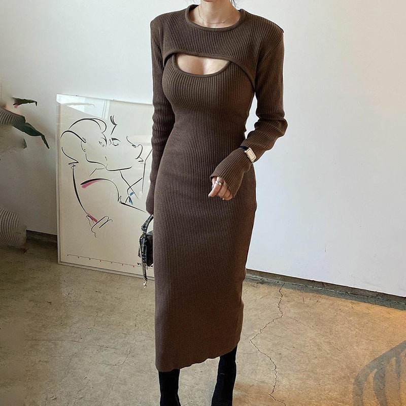 Sexy Women Knitting Cape and Slip Dresses Sets