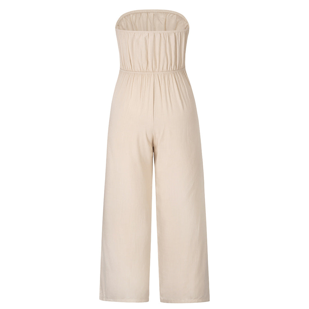 Summer Casual Strapless Backless Women Jumpsuits