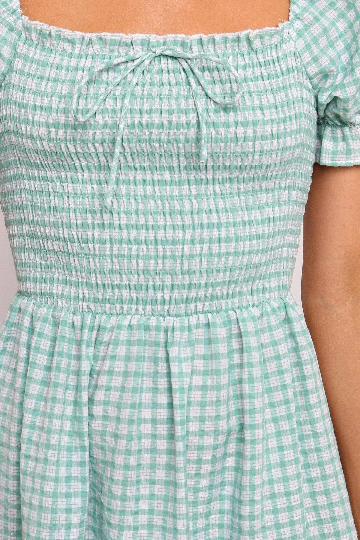 Sweet High Waist Light Green Plaid Long Dresses-STYLEGOING