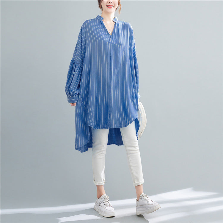 Designed Striped Long Shirts Dresses for Women