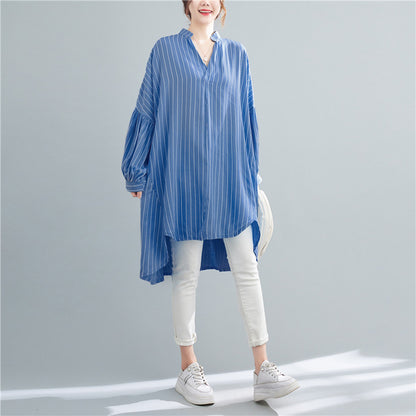 Designed Striped Long Shirts Dresses for Women