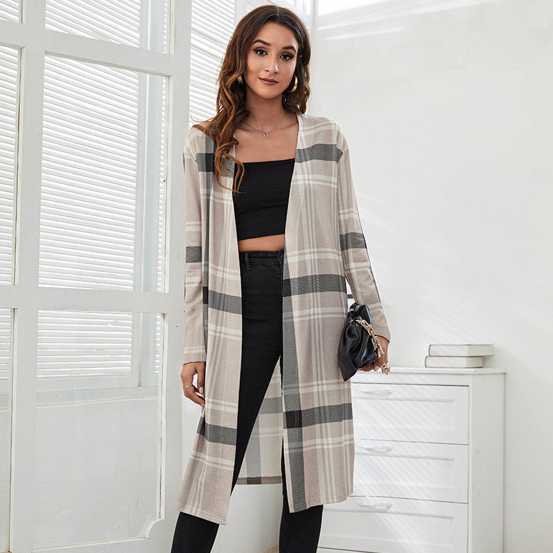 Leopard Print Knitted Long Coats Cardigan