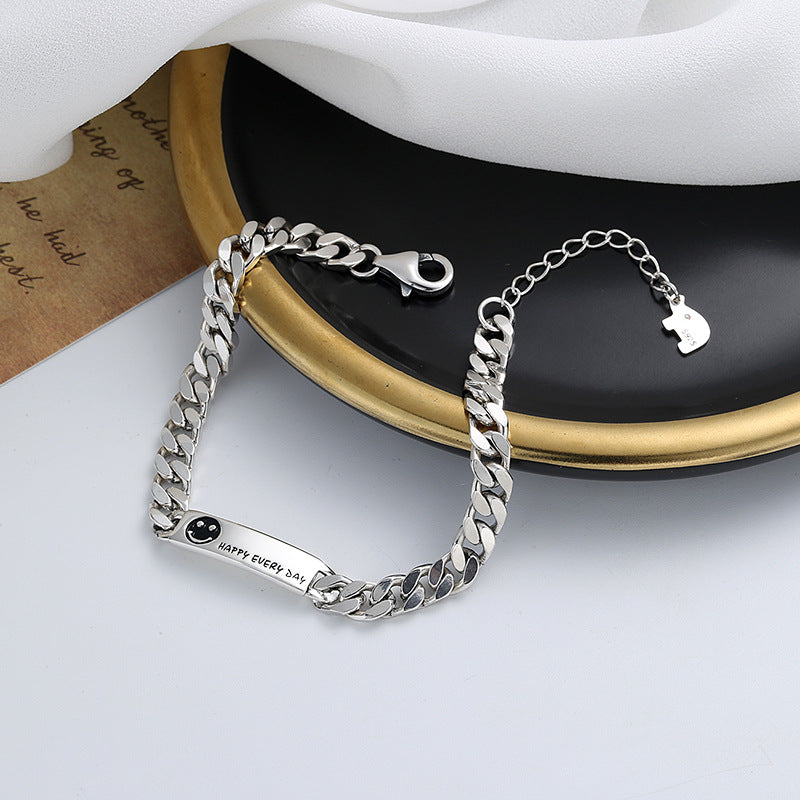 Happy Everyday Tank Style Women Sterling Silver Bracelets