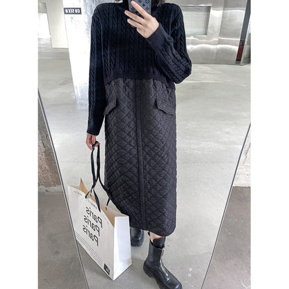 Women High Neck Winter Thicken Knitting Botton Cozy Dresses