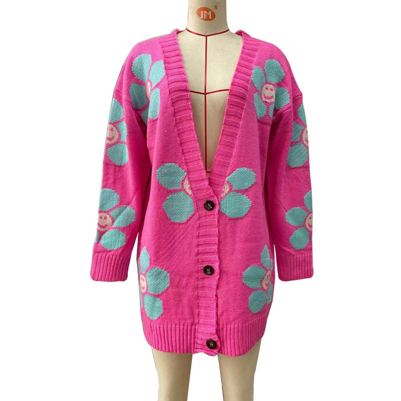 Casual Sweetheart Flower Knitting Cardigan Sweaters