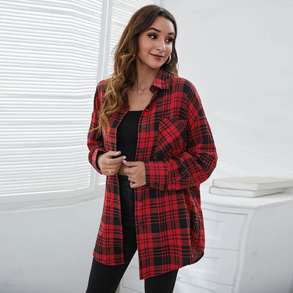 Casual Plaid Design Long Sleeves Shirts for Women