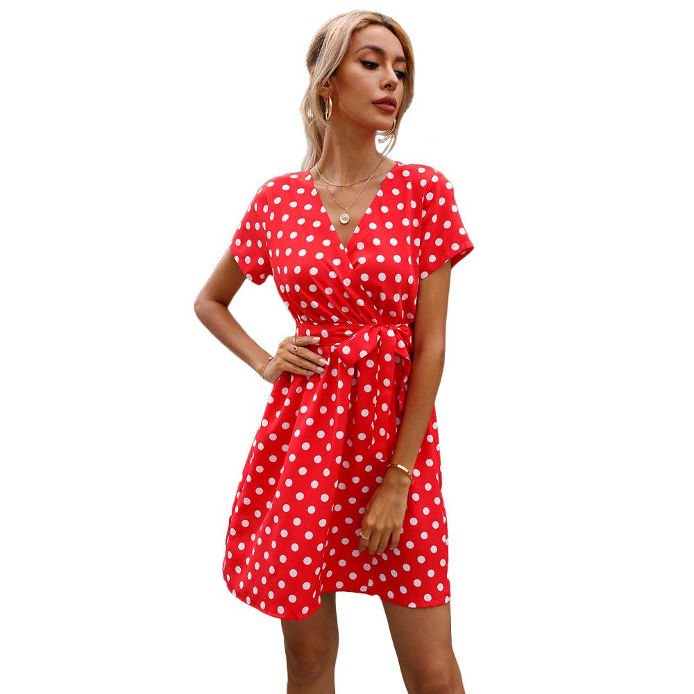 Casual Polk Dot Summer Short Dresses-STYLEGOING