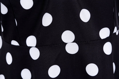 Retro Dot Print Short Sleeves Short Dresses-STYLEGOING