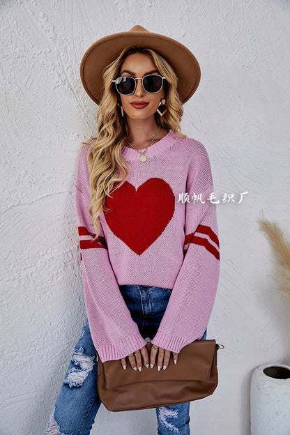 Casual Women Sweetheart Design Pullover Sweaters