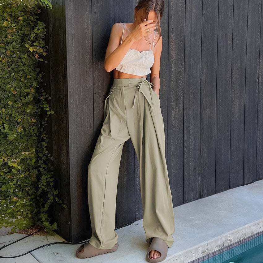 Summer Casual High Waist Women Wide Leg Pants