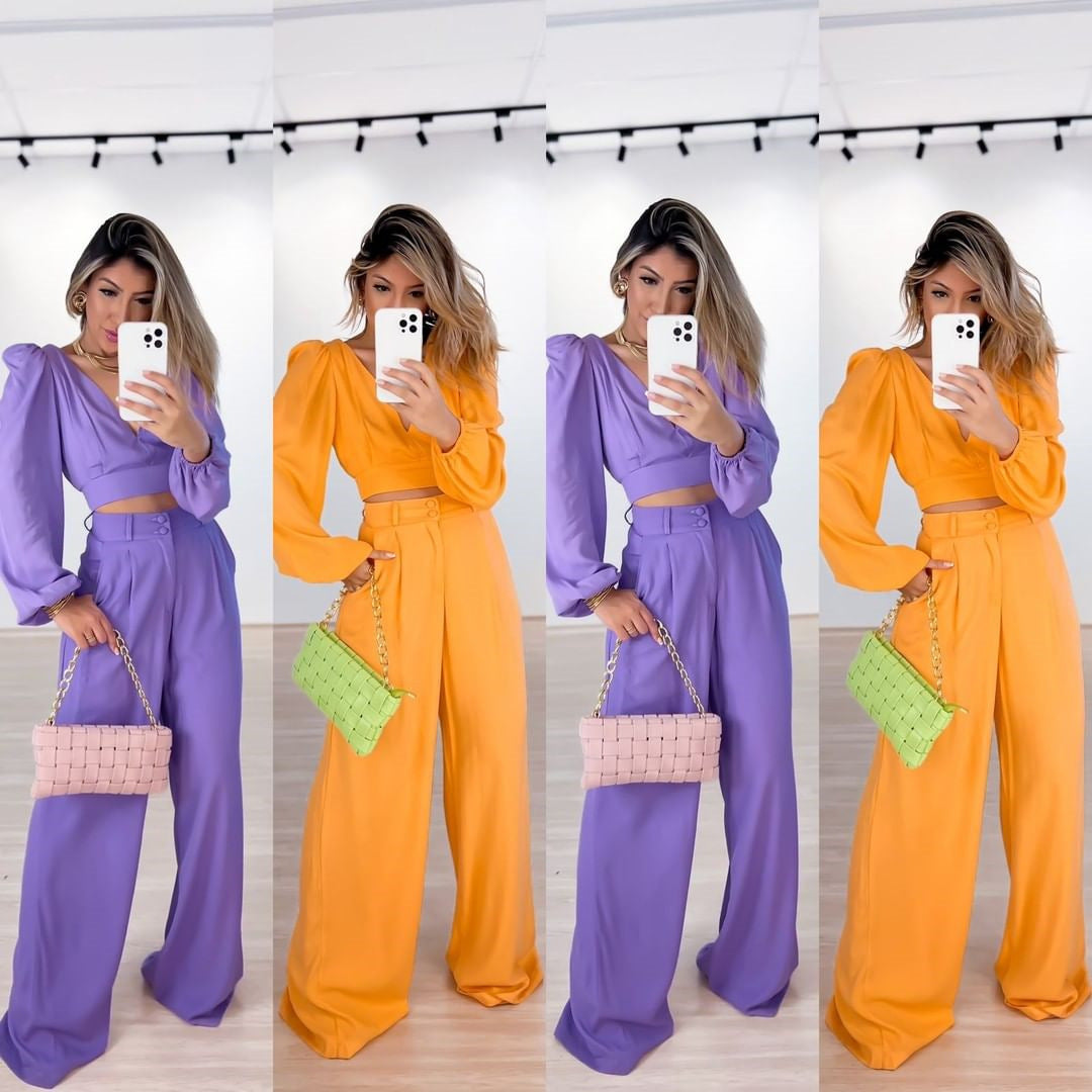 Casual High Waist Spring Wide Legs Women Suits