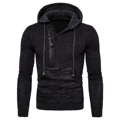 Men Knitting V Neck Zipper Hoody Sweaters-STYLEGOING